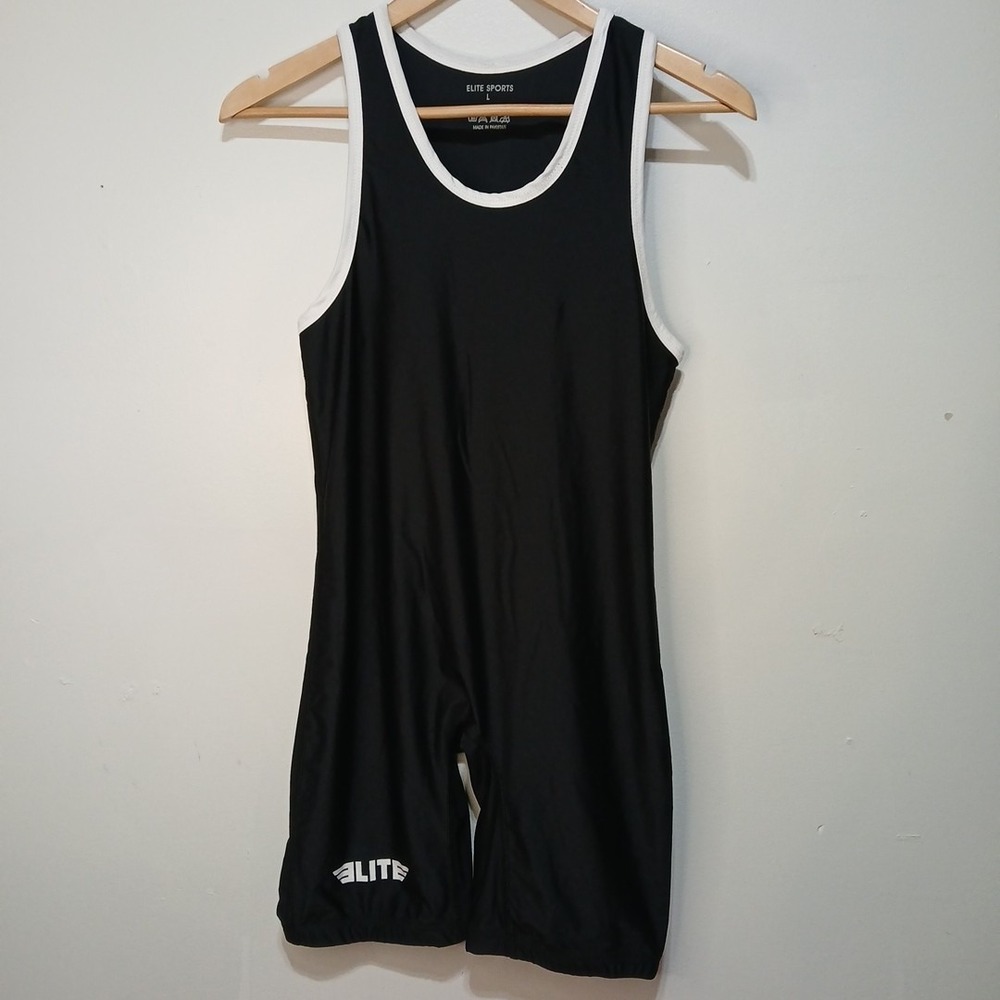 Elite Sports Standard Wrestling Singlet Youth Large  Black Stretch